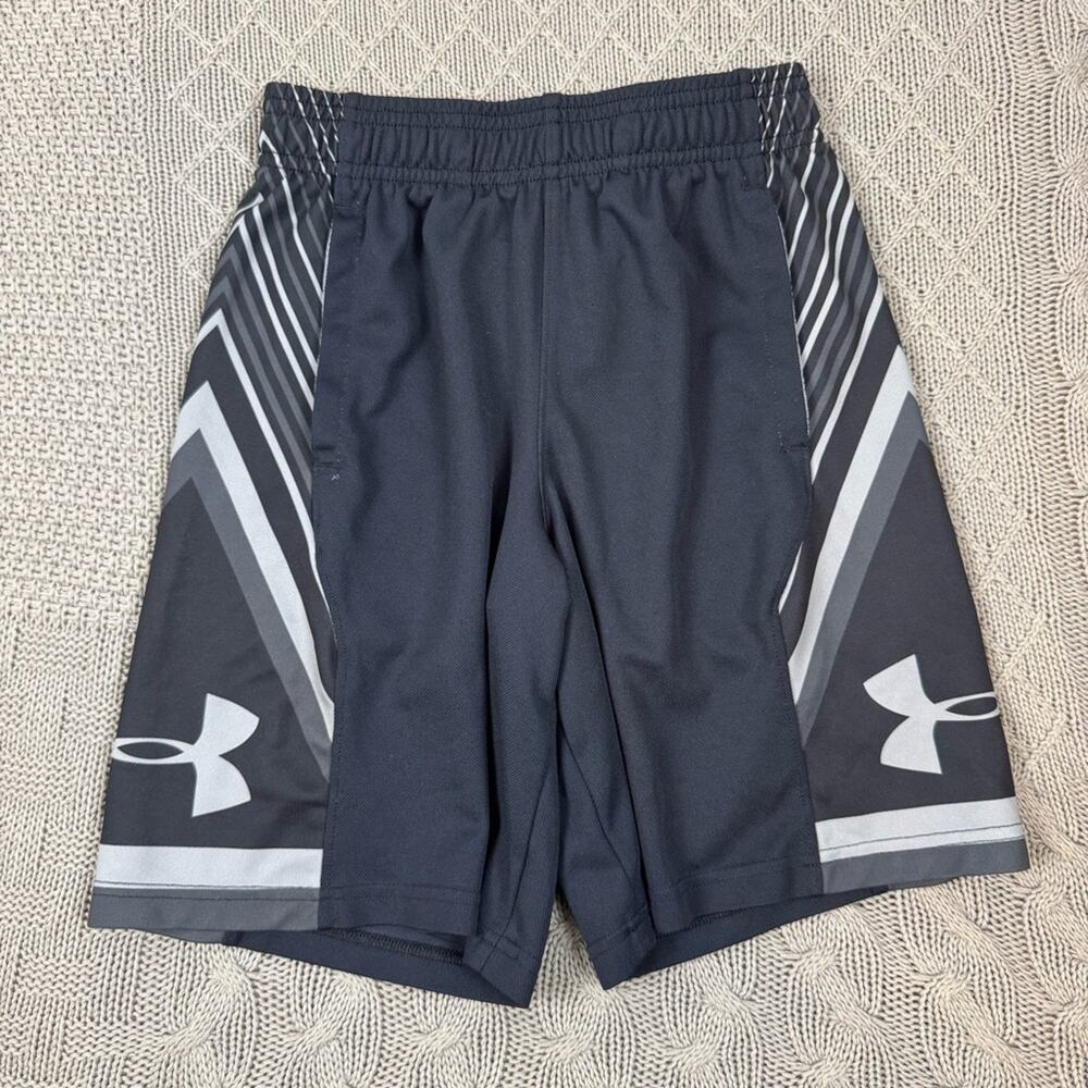 Under Armour Boys Black and Gray Athletic Shorts - YS